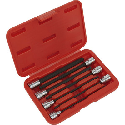 7-Piece Ball End Hex Socket Bit Set with 3/8" Drive - 3mm to 10mm, 150mm Long Shaft