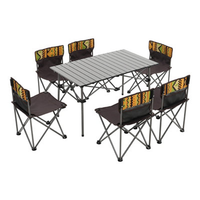 7-Piece Foldable Outdoor Garden Bistro Set Dining Room Set Camping ...