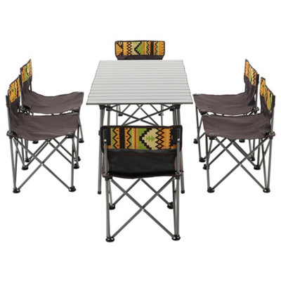 7-Piece Foldable Outdoor Garden Bistro Set Dining Room Set Camping ...