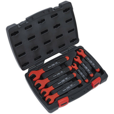 7-Piece Insulated VDE Open Ended Spanner Set for Electricians - Shockproof Wrench 1000V