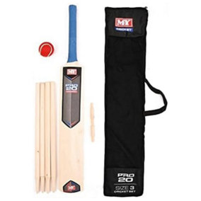 7 Piece Junior Cricket Set - including Wooden cricket Bat, cricket Stumps & Soft Ball in Carry Bag