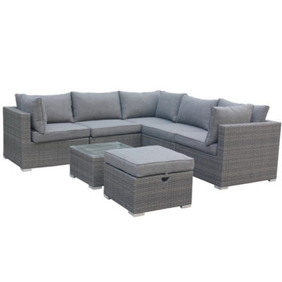 7 Piece Modular Corner Dining Set - 2 Piece Left / Right Hand End Seat, Corner Chair, 2 Middle Chairs, 1 Ottoman + Coffee Table