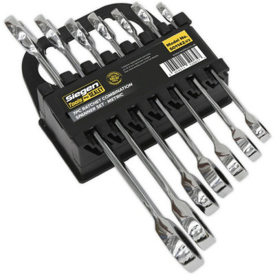 7-Piece Ratchet Combination Spanner Set - 12-Point Metric Wrench with ...