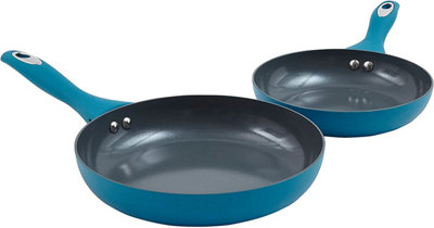 7 Piece Teal Kitchen Cookware Set - Dishwasher Safe Aluminium Pots