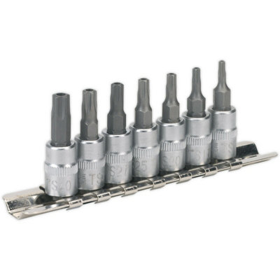 7-Piece TRX Star Security Socket Bit Set - 1/4" Square Drive with TS10 to TS40 Sizes
