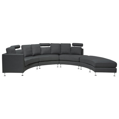 7 Seater Curved Fabric Modular Sofa Grey ROTUNDE