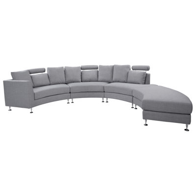 7 Seater Curved Fabric Modular Sofa Light Grey ROTUNDE