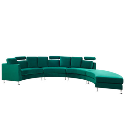 7 Seater Curved Modular Velvet Sofa Dark Green ROTUNDE