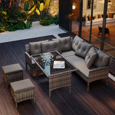 Garden dining set with cushions clearance