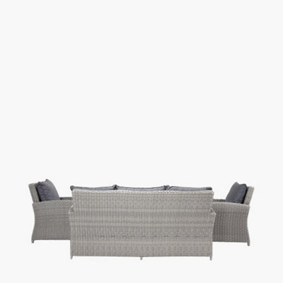 7 Seater Rattan Grey Garden Furniture Set with Ceramic Top