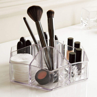 7 Section Vanity Organiser - Clear Acrylic Cosmetic Makeup Display Box - Lipstick Jewelry Makeup Display Tidy Box