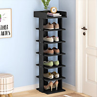 7 Tier Black Freestanding Shoe Rack Shoe Storage Organizer Stand Display Shelf for Hallway Entryway
