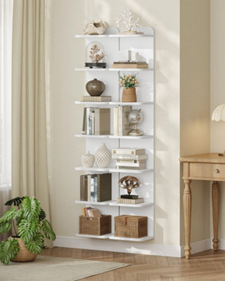 7 Tier Bookcase, Floating Bookshelf for Wall Mounted, White, 1PC