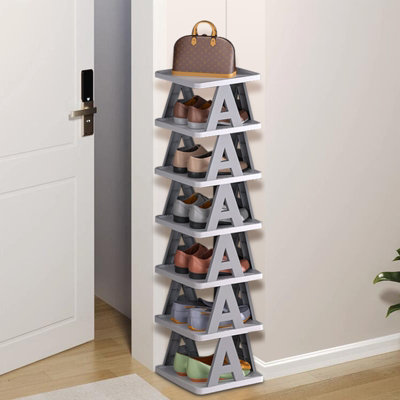 7 Tier Foldable Anti-Drop Corner Vertical Shoe Rack