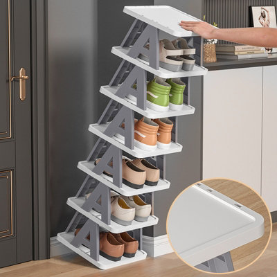 7 Tier Foldable Anti-Drop Corner Vertical Shoe Rack