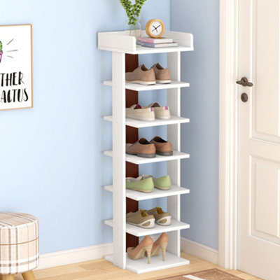 7 Tier Freestanding Wooden Shoe Rack Shoe Storage Organizer Space Saving Display Shelf DIY at B Q