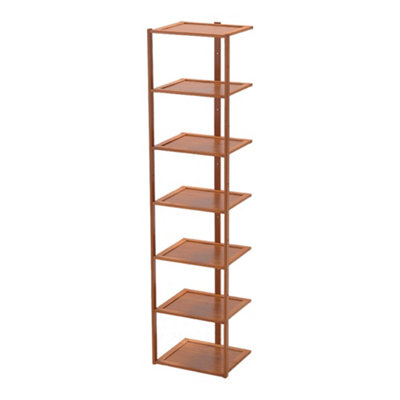 7 Tier Natural Bamboo Vertical Shoe Rack for Entryway Hallway
