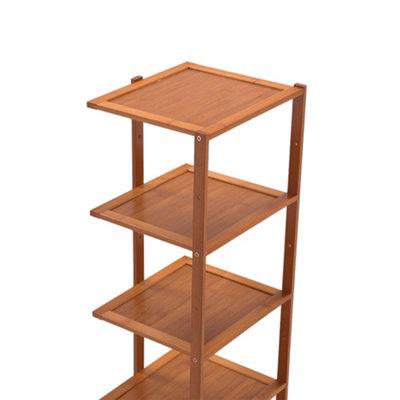 7 Tier Natural Bamboo Vertical Shoe Rack for Entryway Hallway