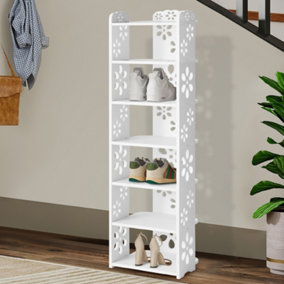 7-Tier Plastic Freestanding Open Shoes Rack for Entryway, White