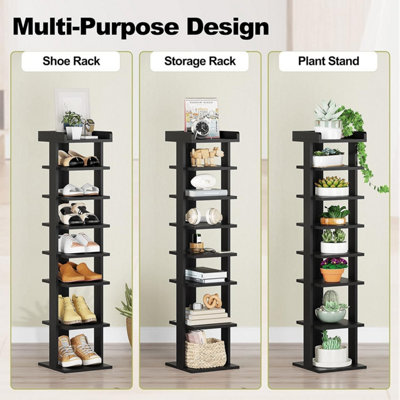 7-Tier PVC Wood Plastic Shoe Rack, Black