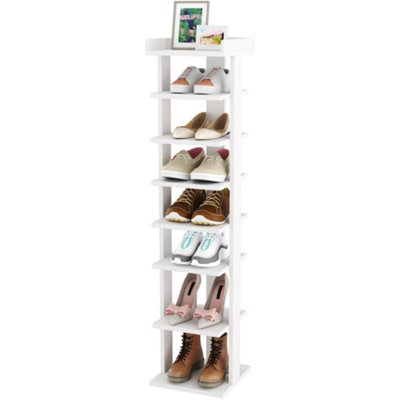 7-Tier PVC Wood Plastic Shoe Rack, White