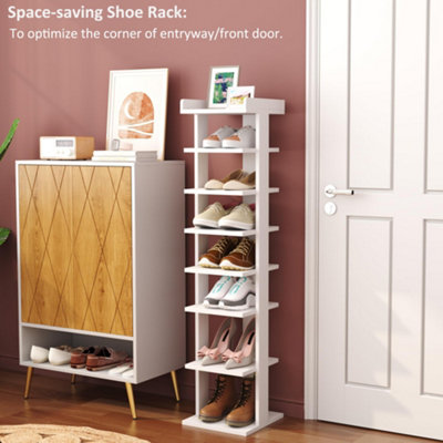 7-Tier PVC Wood Plastic Shoe Rack, White