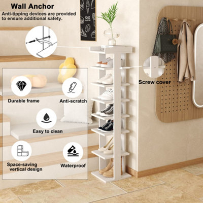 7-Tier PVC Wood Plastic Shoe Rack, White