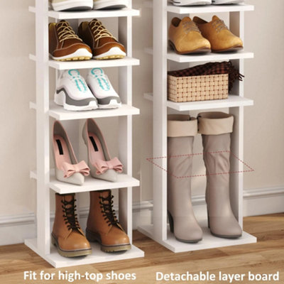7-Tier PVC Wood Plastic Shoe Rack, White