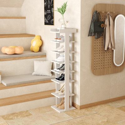 7-Tier PVC Wood Plastic Shoe Rack, White
