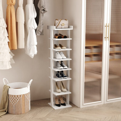 7-Tier PVC Wood Plastic Shoe Rack, White