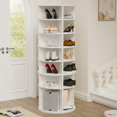 7-Tier Rotating Shoe Rack Tower - Spinning Shoe Organizer for 28 Pairs ...