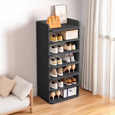 7 Tier Sesame Black Wooden Shoe Rack Shoe Storage Organiser Shoe Shelf ...