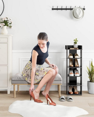 7 Tier Shoe Rack Narrow and Tall Shoe Rack with Adjustable Shelf Black DIY at B Q