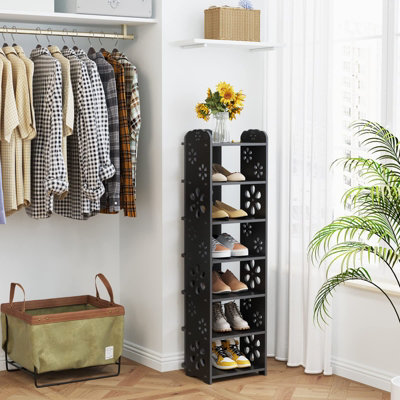 7 Tier Shoe Rack Storage in Home Corridor Hallway and Corner Black DIY at B Q
