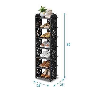 7 Tier Shoe Rack Storage in Home Corridor Hallway and Corner (Black)
