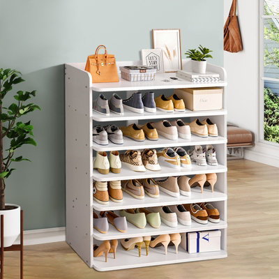 7 Tier Sturdy Load-Bearing MDF Shoe Rack for 28 Pairs of Shoes