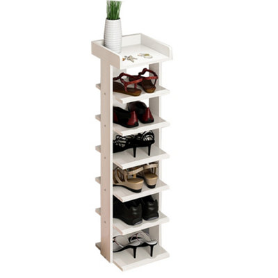 HOMCOM 7-Tier Shoe Rack, Shoe Storage Organizer with Drawer and 11 Open  Shelves for 17 Pairs of Shoes, Space Saving Shoe Shelf for Hallway and  Living Room, White