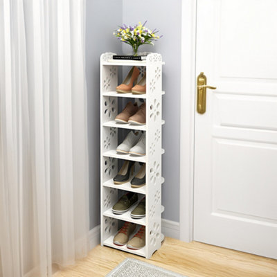 7 Tier White Plastic Shoe Rack Shoe Storage Organiser Open Style Shoe Shelf