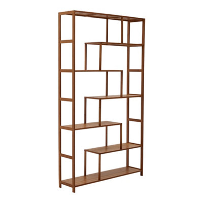 7-Tier Wooden Freestanding Bookcase Brown