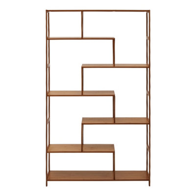 7-Tier Wooden Freestanding Bookcase Brown