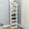 7 Tiers White Wooden Shoe Rack Shoe Cabinet Storage Organizer Bookcase Display Shelf