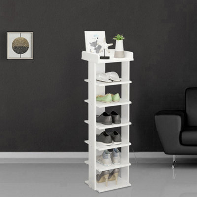 7 Tiers White Wooden Shoe Rack Shoe Cabinet Storage Organizer Bookcase ...