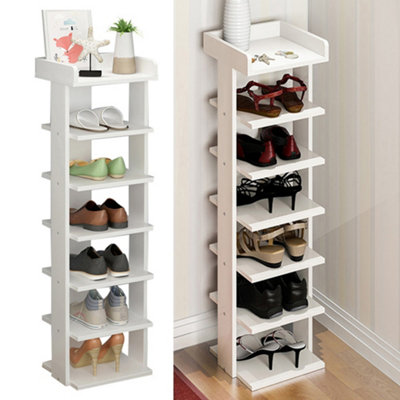 7 Tiers White Wooden Shoe Rack Shoe Cabinet Storage Organizer Bookcase ...