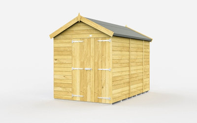 7 x 10 Feet Apex Shed - Double Door Without Windows - Wood - L302 x W214 x H217 cm