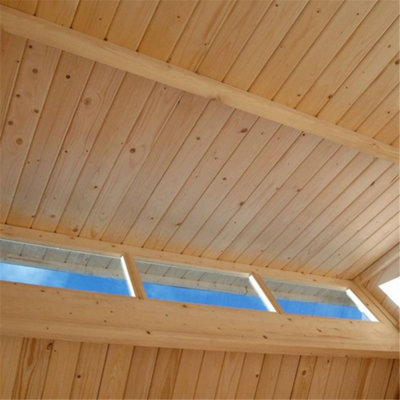 7 x 10 Skylight Shed With Lean To - Double Doors -19mm Tongue and Groove Walls, Floor + Roof