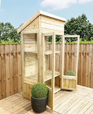7 x 2 Pressure Treated Wooden T&G Mini Greenhouse (7' x 2' / 7ft x 2ft) - PENT