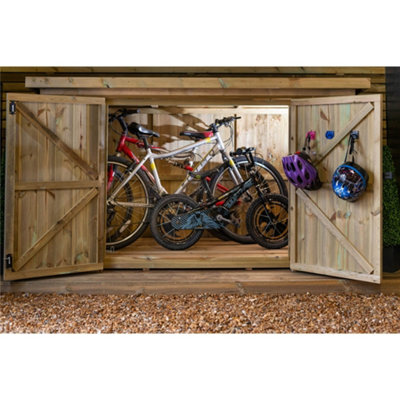 7 x 3 (2.14m x 0.97m) Redwood Bike Store - (2x Adult & 2x Children's Bike)