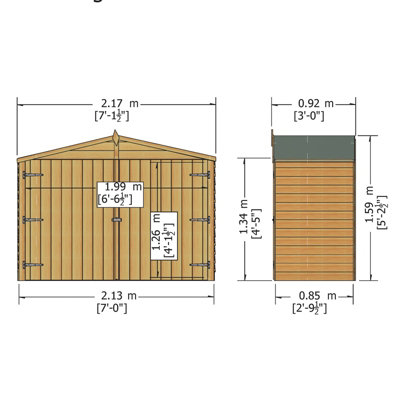 7 x 3 Feet Bike Store Garden Shed - Dip Treated - 3