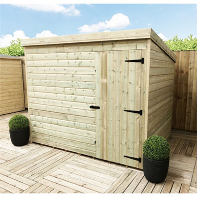 7 x 3 WINDOWLESS Garden Shed Pressure Treated T&G PENT Wooden Garden Shed + Single Door (7' x 3' / 7ft x 3ft) (7x3)