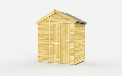 7 x 4 Feet Apex Shed - Single Door Without Windows - Wood - L127 x W214 x H217 cm